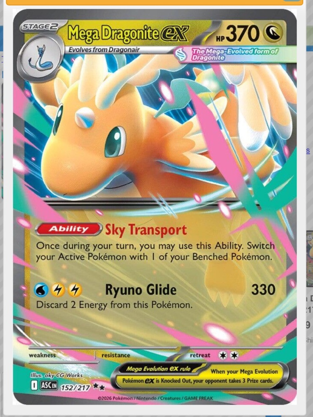 Mega Dragonite Ex #152 Pokemon Ascended Heroes
